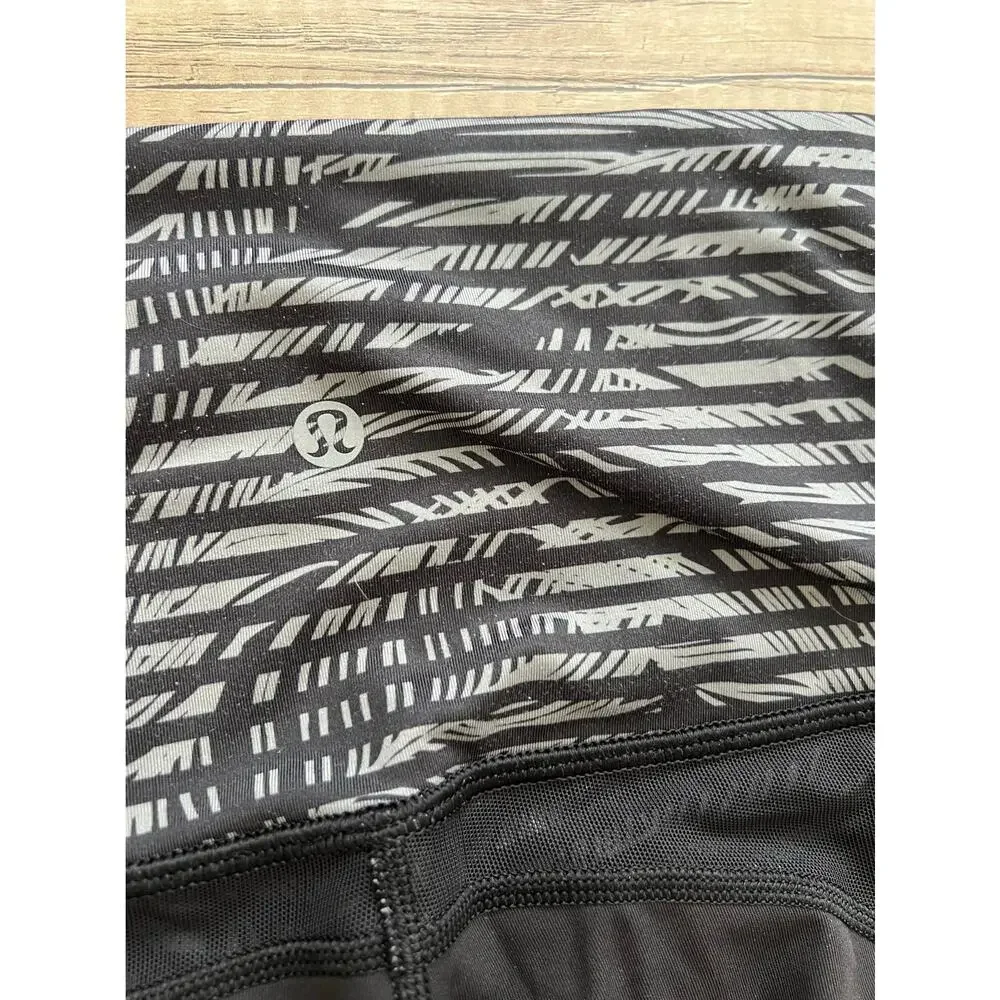 Lululemon Athletica‎ Wunder Under Pant Luxtreme Roll Down Stripe Yoga Black 4 6